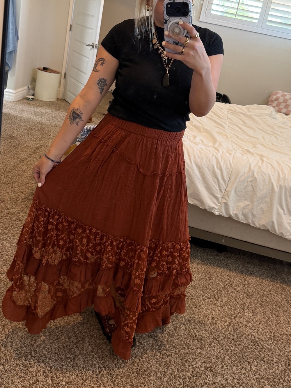 Free People Ashlyn Tiered Maxi Skirt